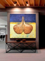 abstraktní obraz - BlíženciBlíženci - překližka, lípa, měď, olej 120 - 100 cm