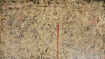 abstraktní obraz - Ve víru Vír času - překližka, lípa, olej 70 x 120 cm