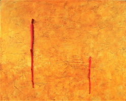 abstraktní obraz - Vzdálenosti Vzdálenosti - překližka, lípa, olej 120 x 110 cm